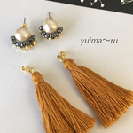 秋：２wayタッセルピアス/ベイクドマスタード