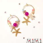 💎海の宝石箱💎ヒトデと天然石のフープピアス　mini