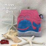 恋するクジラのスマホ・シガーポーチ☆ハワイアンキルト☆がま口①