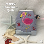 新柄☻フラミンゴのスマホ・シガーポーチ☆ハワイアンキルト☆がま口☆⑫