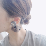SALE♡グレンチェック×ドットチュールピアス*イヤリング