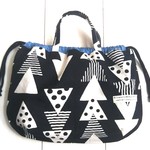 ▼New▼きんちゃくbag■北欧テイスト・くっつき三角柄（ブラック）