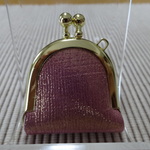 小さな皮革のジュエリーケース　ピンク金ラメ入り