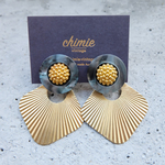 【2点のみ】【chimie vintage collection-91 】フランスヴィンテージボタンとヴィンテージ真鍮イヤリング・ピアス