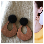 秋色ポンポン&ウッドピアス