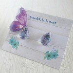 蝶の涙。ピアス【ボルドー】