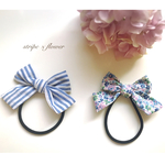 りぼんヘアゴム2個セット stripe&flower