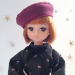リボンベレー帽　ボルドー＊リカちゃん