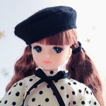 リボンベレー帽　ブラック＊リカちゃん