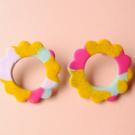 ＜ パレット-Palette- ”フラワーリング＊ピアス” ＞イエロー×ピンク◎2way