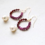14KGF ruby garnet　akoyapearl pierce [kgf0539] 