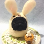 🎑ウサギだるまパグさん🐰クロ🐰