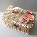 「送料込み」お花のバスケット(クラフト×ピンクローズ)