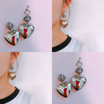 ♡No.117♡大ぶりハート ヴィンテージビーズピアス♡イヤリング