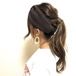 人気色再販☆リブニットヘアバンド ブラウン ヘアターバン リボン