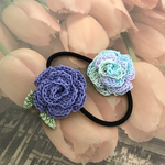 レース編み♪2色のミニ薔薇ヘアゴム