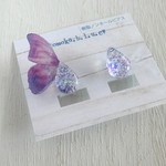 蝶の涙。ノンホールピアス【ボルドー】