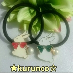 hunny-sheep様専用・可愛いウサギ🐰のパールつきヘアゴムＢ
