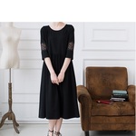 ★SALE★【M】ブラックレース付シンプルな大人可愛いワンピース♪
