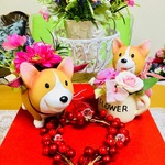 新発売秋のピンクフラワー💕💐コーギーちゃん🐶セット