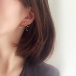 〔シンプル〕ダブルリボンピアス/イヤリング