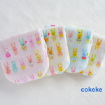  お洒落なうさぎ🐰ちゃん ふわふわ&やわらか８重ガーゼ ハンカチ♪４枚セット（無添加ガーゼ使用）