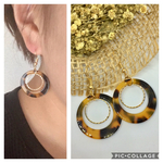 秋 べっ甲×ゴールドのフープピアス