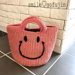 ✳︎NEW✳︎麻紐と毛糸のSMILEバッグpink