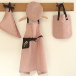 オーダーエプロン:s様専用ページ.お花の刺繍が可愛いキッズエプロンセット「 pink × brown」
