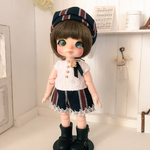 オビツ11用 帽子付きオールインワン(ストライプ)