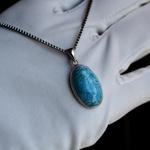 ブルーオパール２０　S925（ロジウム）ステンレスチェーンネックレス❀