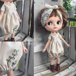 草刺繍のかぼちゃワンピース