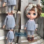 ストラップトップスとパンツのset・水色