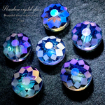 【新色登場⭐️】レインボークリスタルガラス/フラワーフロスト【宝石みたいなガラスシリーズ✧寒色系】直径約14mm【４個】セット