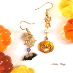大人可愛い揺れるハロウィン（おばけとかぼちゃ）ピアス／イヤリング