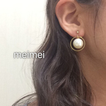 大粒パールサークルピアス*イヤリング*ノンホールピアス*