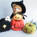 ハロウィン♪くまちゃんとおばけかぼちゃセット 羊毛フェルト