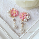  春 ふんわり ピンク flower ガーリー♡ピアス*イヤリング 