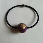 紫に金ラメ小花の陶玉ヘアゴム（B級品）