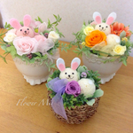 ＊受注制作＊ピンポンマムのうさぎさん（うさぎ自体がプリザーブドフラワー）¥2000〜ご予算に合わせてお作りします