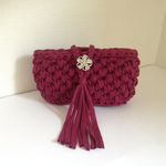 【送料無料】✴︎新作✴︎秋色ボルドー✨お花ビジュー付ポーチ