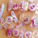 鉱石風バレッタ(ブルー系)