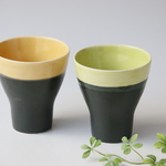 カップペア(大)　アートパレットGreen＆Orange　0210-9.10