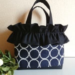 ◆再販◆   M☆ミナペルホネン ハンドメイドbag👜タンバリン ネイビー生地使用 (黒っぽい)