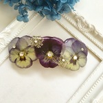 ビオラの押し花バレッタ