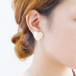 【Emma-56】【SALE】ジャパンヴィンテージホワイトマーブルハートイヤリング・ピアス