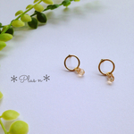 ＊チタンピアス＊miniring＋スワロフスキー＊ゴールデンシャドー＊リング＊ゴールド＊