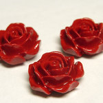 珊瑚（練り） 薔薇型パーツ レッド 約13×6mm【5個セット販売】3001069