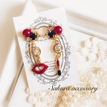 高品質口紅パーツ×リップチャーム ピアス