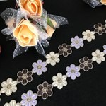 美しい カラフルな 花 刺繍 レース リボン ハンドメイド 装飾